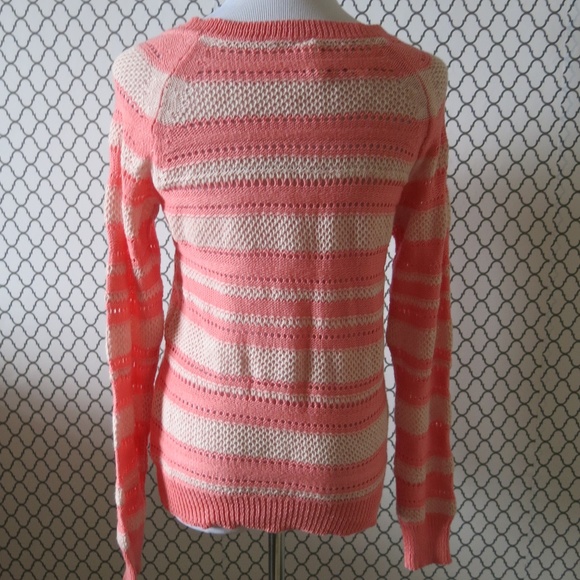 AEROPOSTALE Cotton Blend Stripe Long Sleeve V Neck Knit Sweater - Size Large - Picture 3 of 5